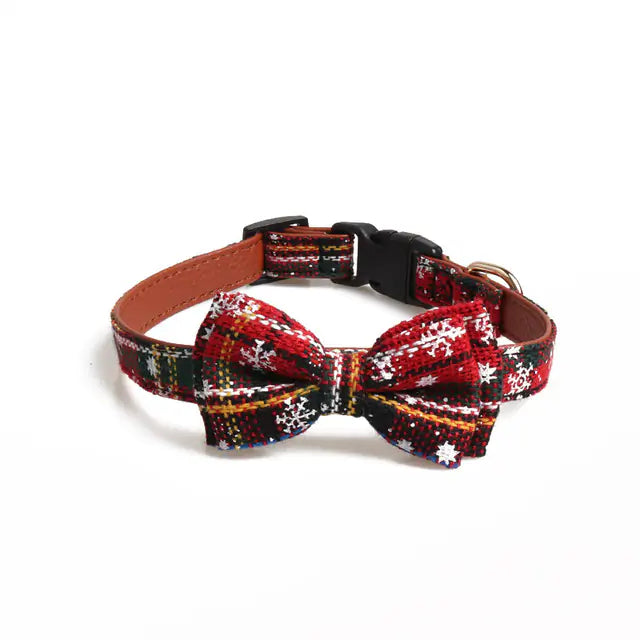 Red Holiday Themed Striped Puppy Cat Collar