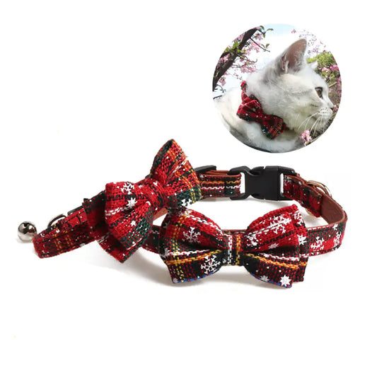 Red Holiday Themed Striped Puppy Cat Collar