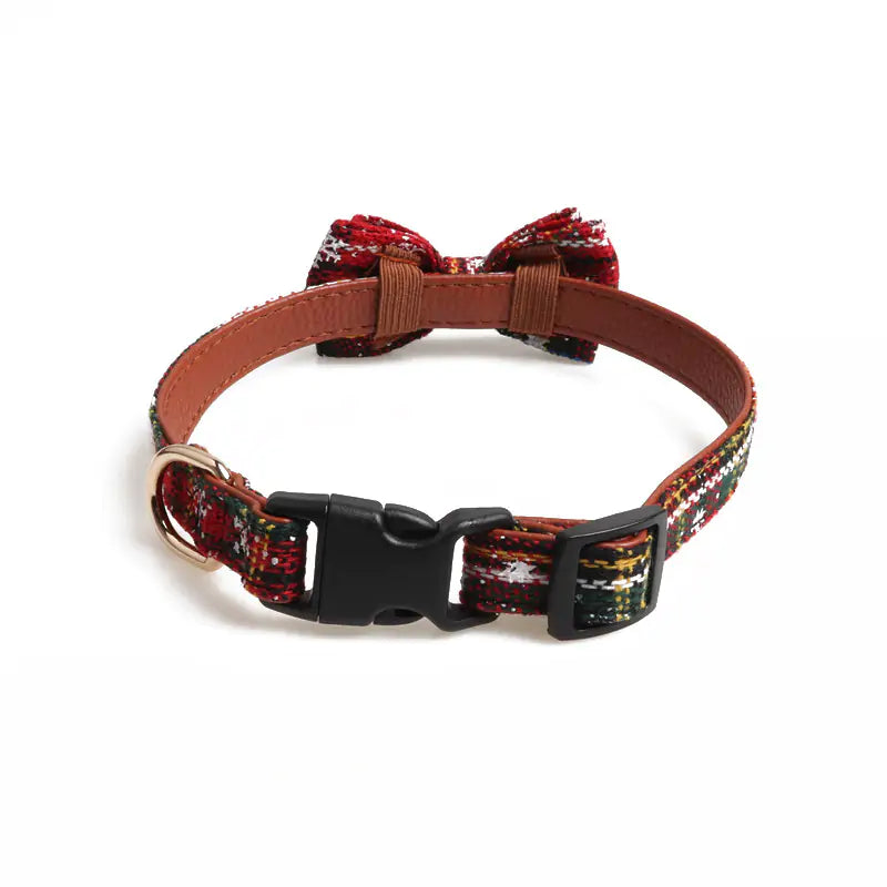 Red Holiday Themed Striped Puppy Cat Collar