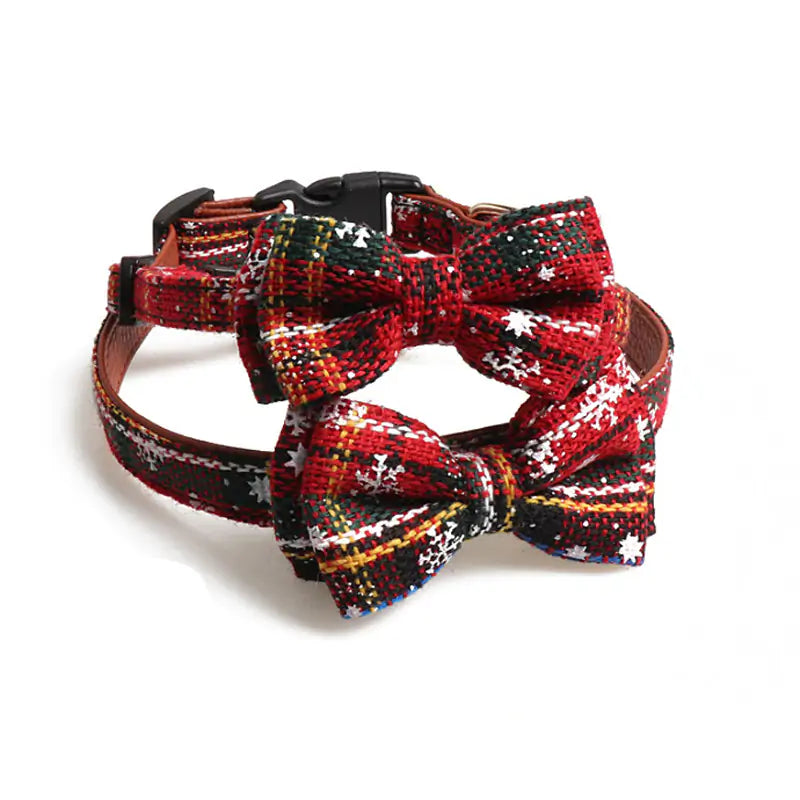 Red Holiday Themed Striped Puppy Cat Collar